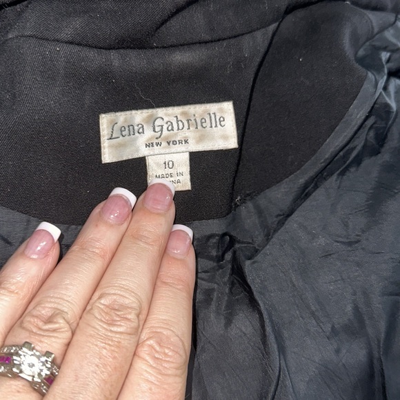 Lena Gabrielle New York size 10 black blazer with tweed blend accent seams - Picture 8 of 9